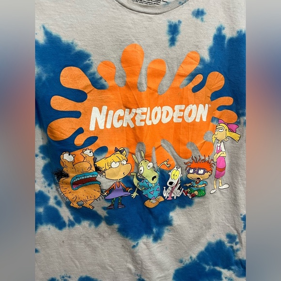 Nickelodeon Tiedye blue/white graphic tshirt Sz small Hey Arnold Ren Ah Monsters - Picture 3 of 4